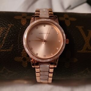 NEW Aeropostale Rose Gold Pearl Accents Womens‎ Watch CTYFCH2